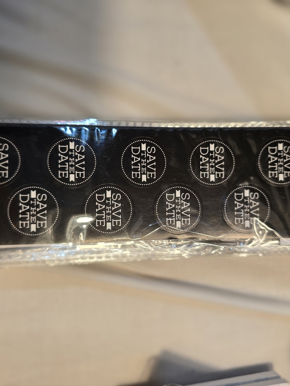 Save the Date Round Sticker Labels - Black & White
